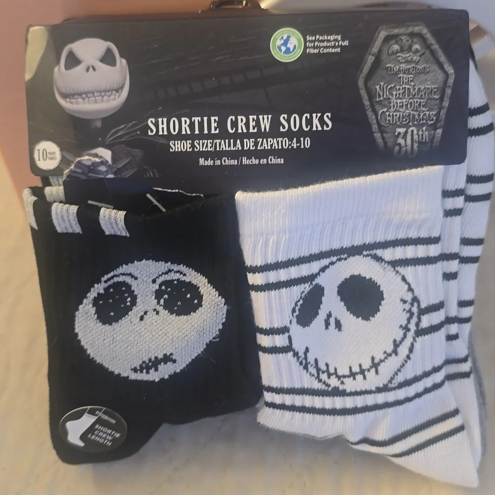 Disney Nightmare Before Christmas Crew Socks Set Of 10 Size 4-10 New